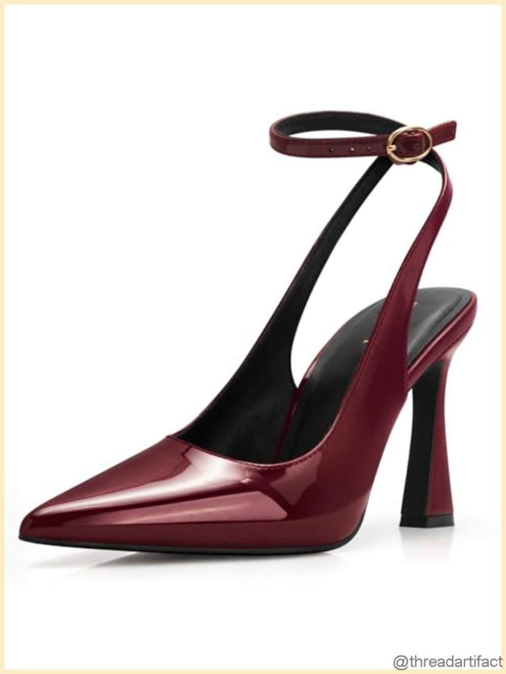 Pointed Closed Toe Slingback Flared Heel Pump Faux Leather